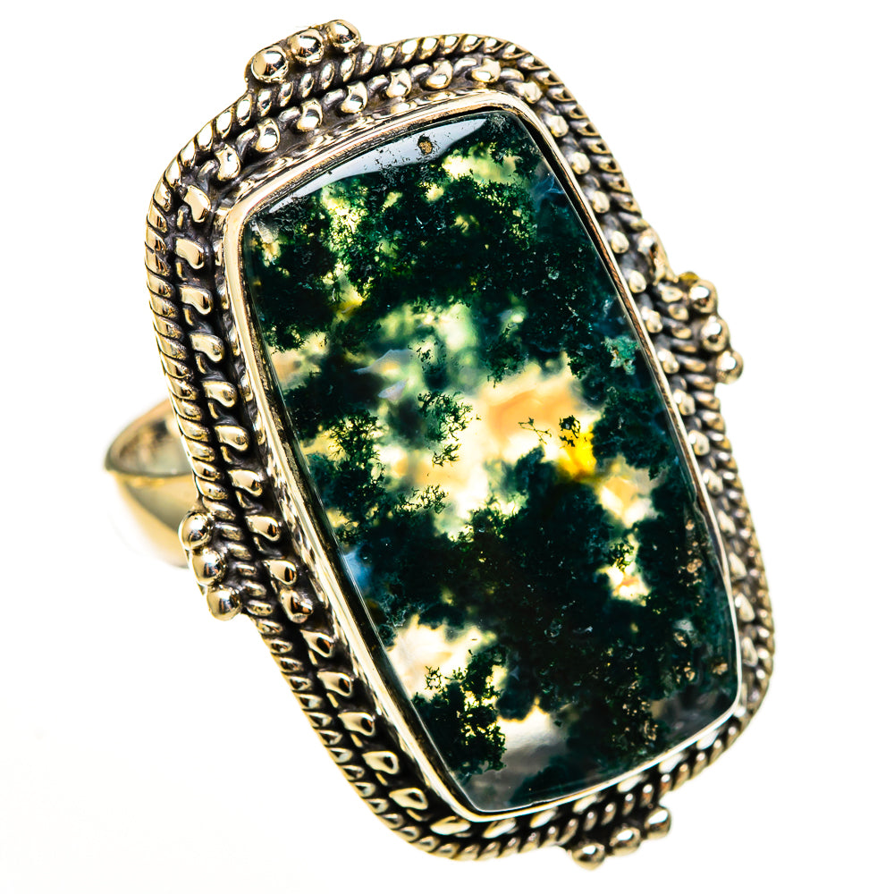 Green Moss Agate Rings handcrafted by Anasilvercos - RING112805 - Photo 2