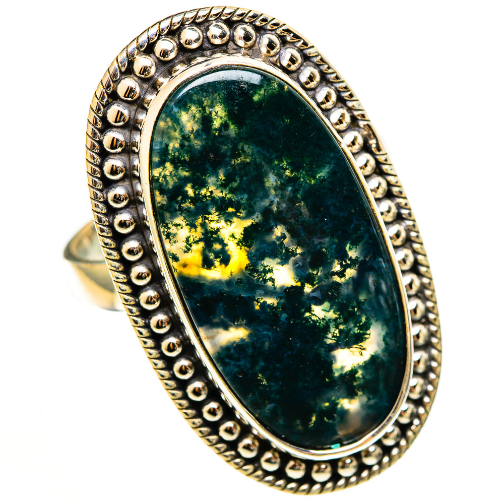 Green Moss Agate Rings handcrafted by Anasilvercos - RING112809 - Photo 2