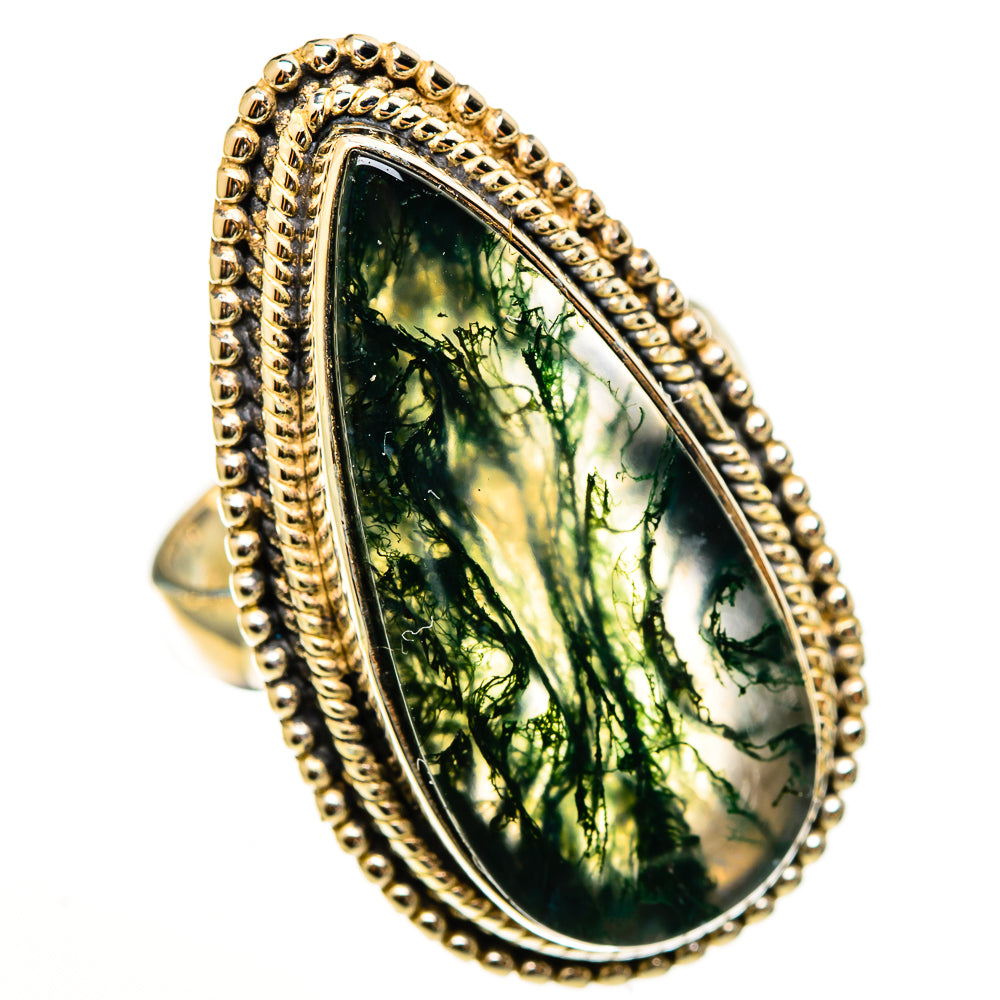 Green Moss Agate Rings handcrafted by Anasilvercos - RING112846 - Photo 2