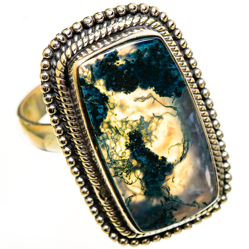 Green Moss Agate Rings handcrafted by Anasilvercos - RING112879 - Photo 2