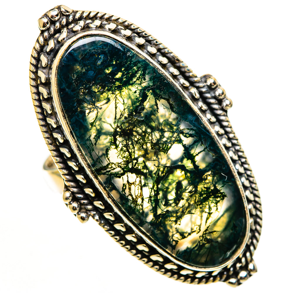 Green Moss Agate Rings handcrafted by Anasilvercos - RING112905 - Photo 2