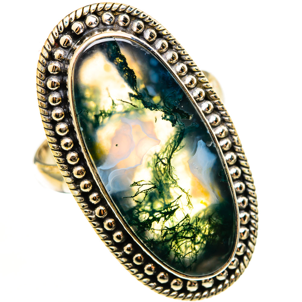 Green Moss Agate Rings handcrafted by Anasilvercos - RING112933 - Photo 2