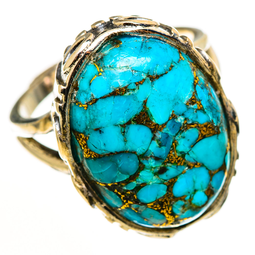 Blue Copper Composite Turquoise Rings handcrafted by Anasilvercos - RING112986 - Photo 2