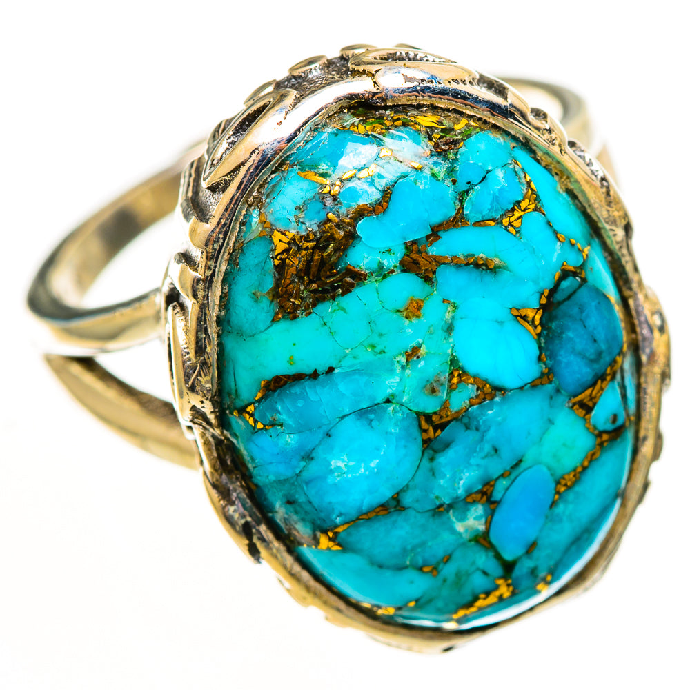 Blue Copper Composite Turquoise Rings handcrafted by Anasilvercos - RING113085 - Photo 2