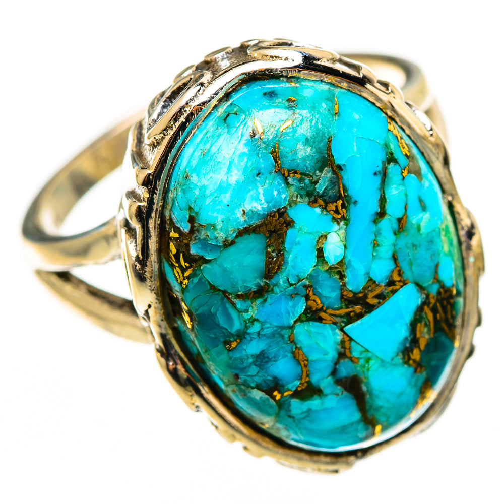 Blue Copper Composite Turquoise Rings handcrafted by Anasilvercos - RING113142 - Photo 2