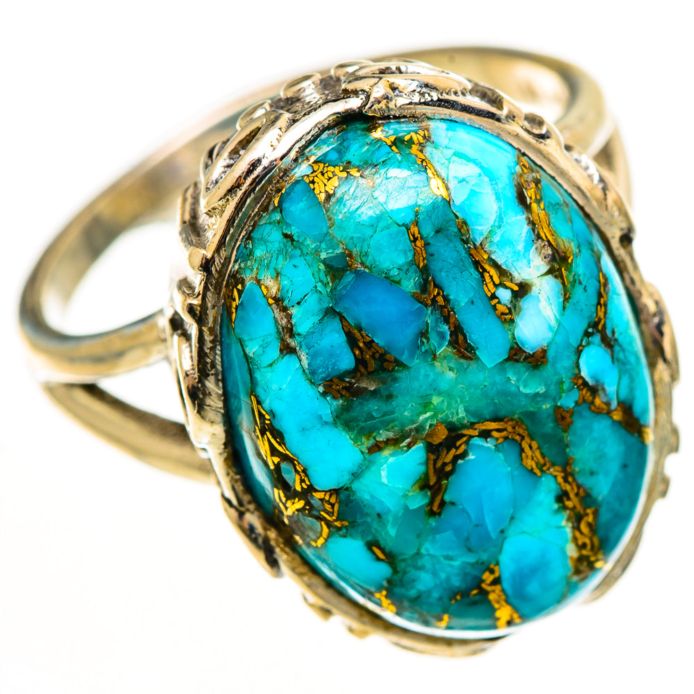 Blue Copper Composite Turquoise Rings handcrafted by Anasilvercos - RING113167 - Photo 2