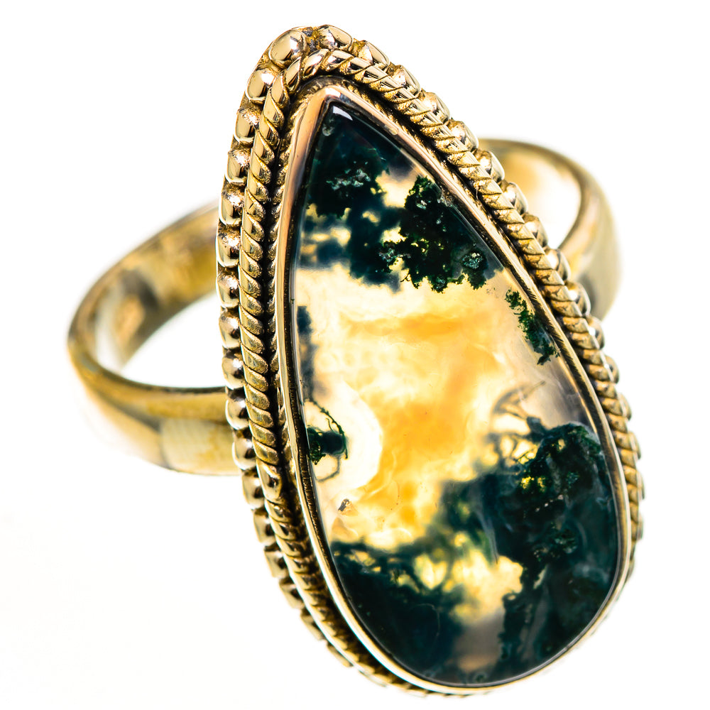 Green Moss Agate Rings handcrafted by Anasilvercos - RING113169 - Photo 2