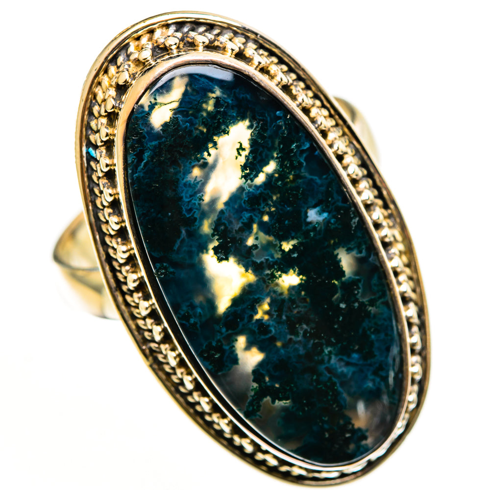 Green Moss Agate Rings handcrafted by Anasilvercos - RING113216 - Photo 2