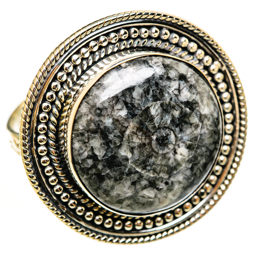 Moroccan Goniatite Fossil Rings handcrafted by Anasilvercos - RING113238 - Photo 2