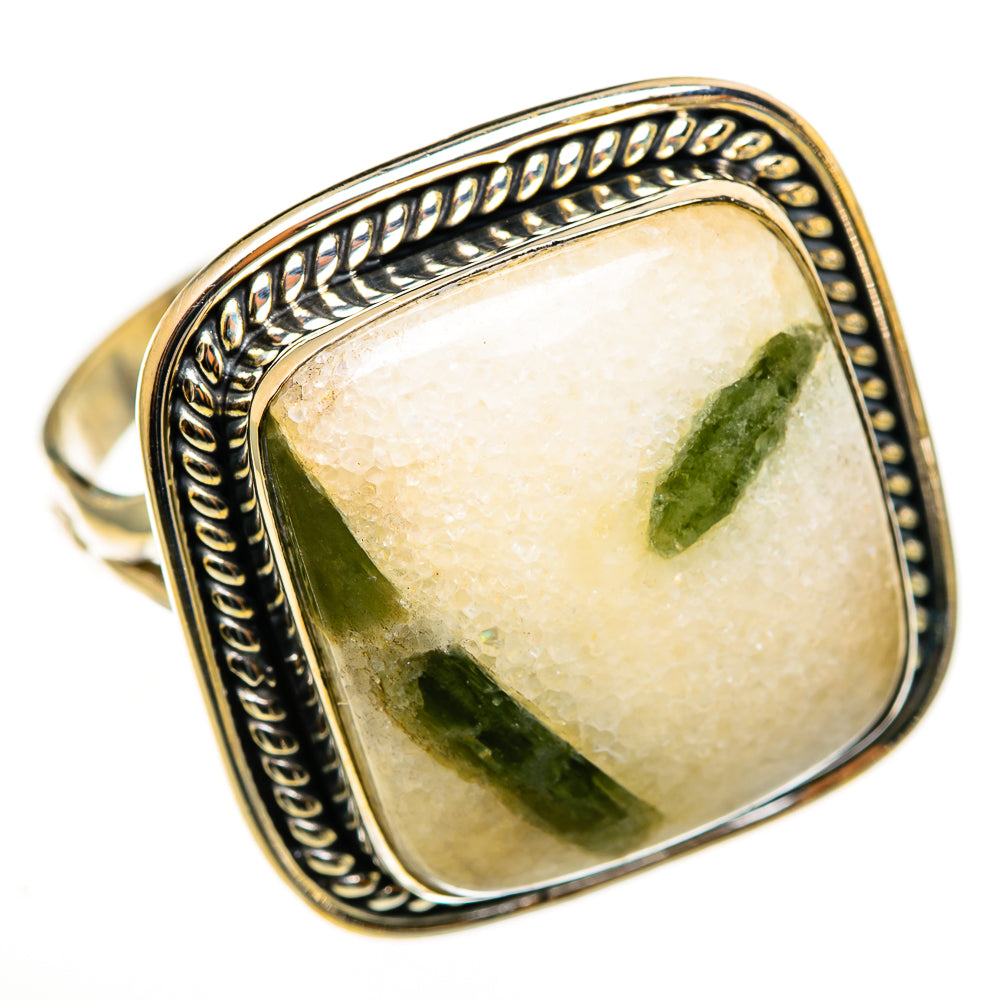 Green Tourmaline In Quartz Rings handcrafted by Anasilvercos - RING113239 - Photo 2
