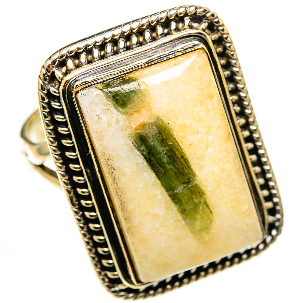 Green Tourmaline In Quartz Rings handcrafted by Anasilvercos - RING113240 - Photo 2