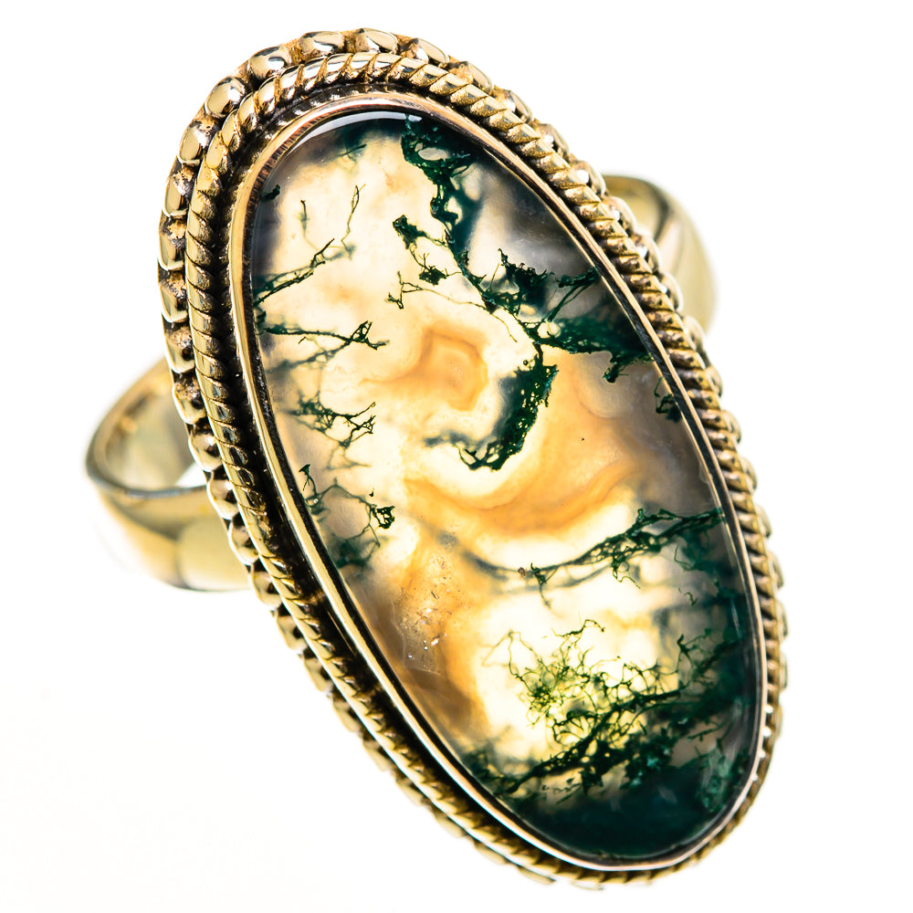 Green Moss Agate Rings handcrafted by Anasilvercos - RING113252 - Photo 2