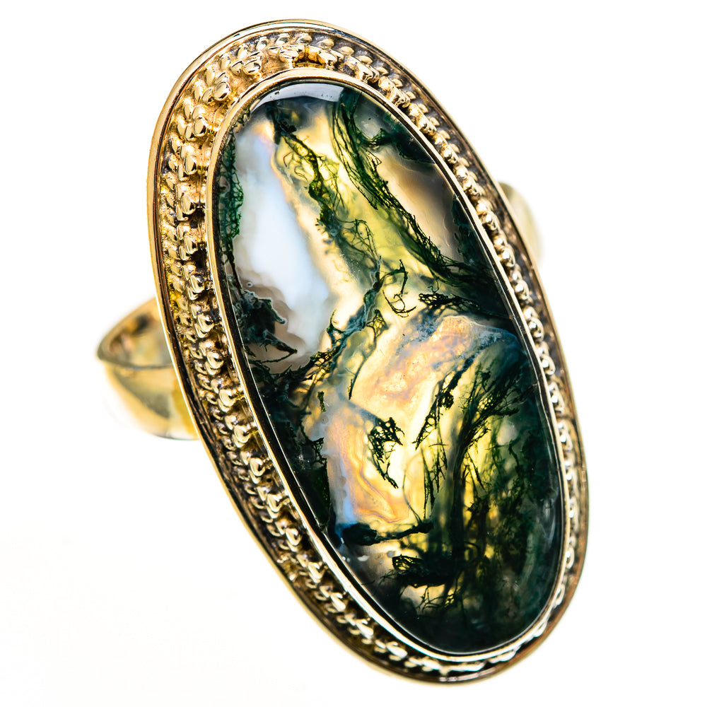 Green Moss Agate Rings handcrafted by Anasilvercos - RING113282 - Photo 2