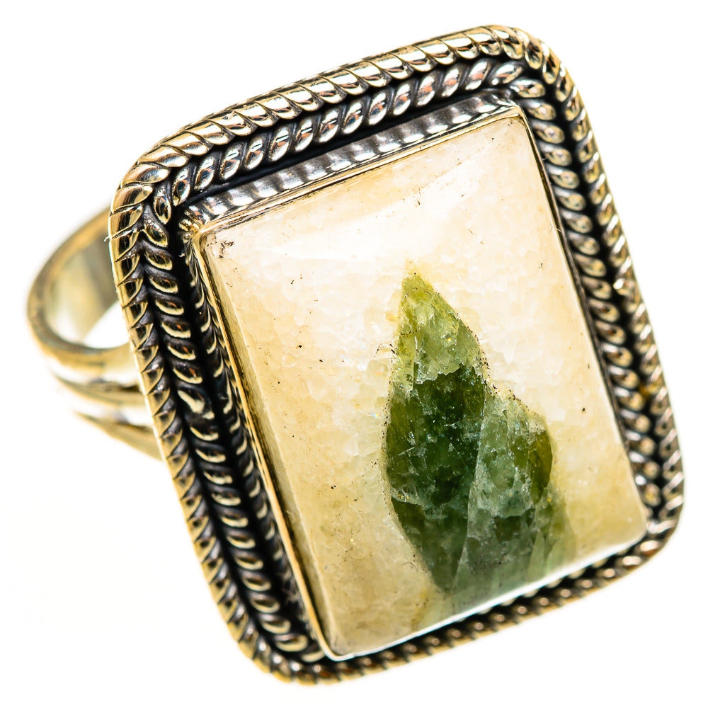 Green Tourmaline In Quartz Rings handcrafted by Anasilvercos - RING113324 - Photo 2