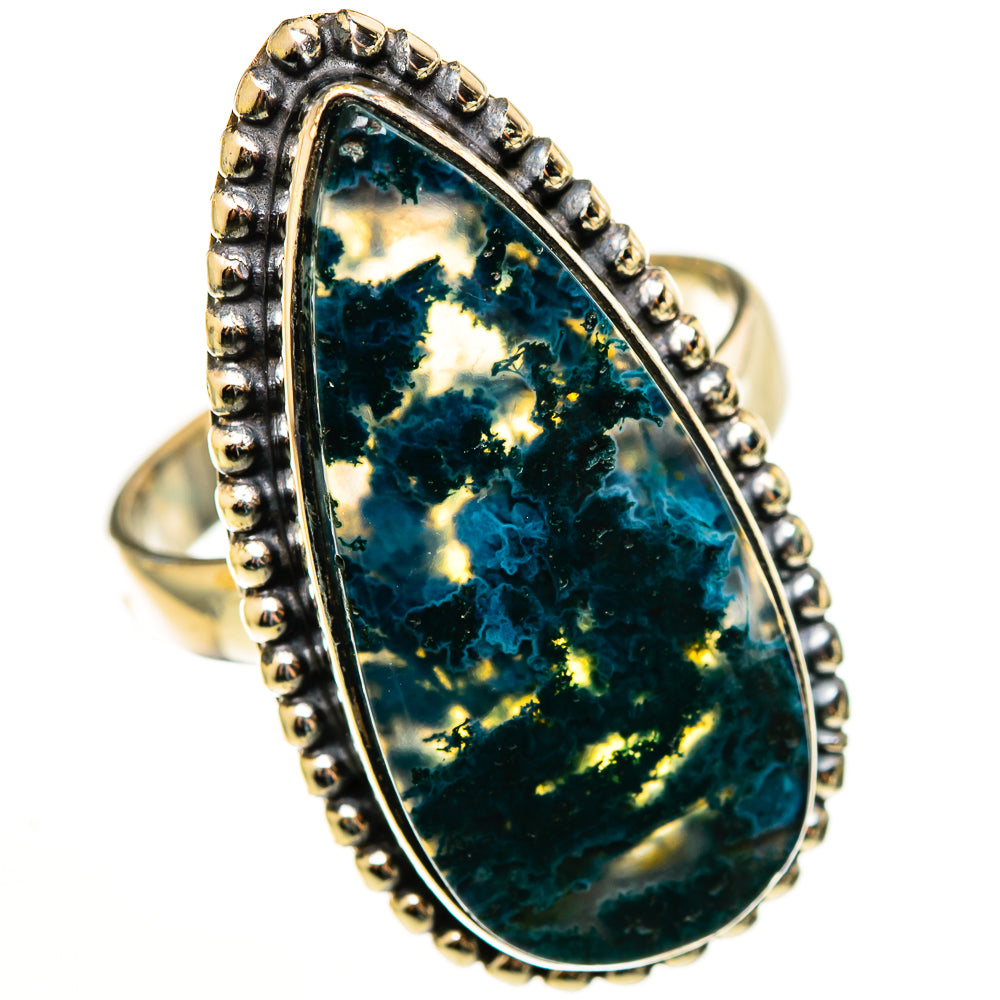 Green Moss Agate Rings handcrafted by Anasilvercos - RING113344 - Photo 2
