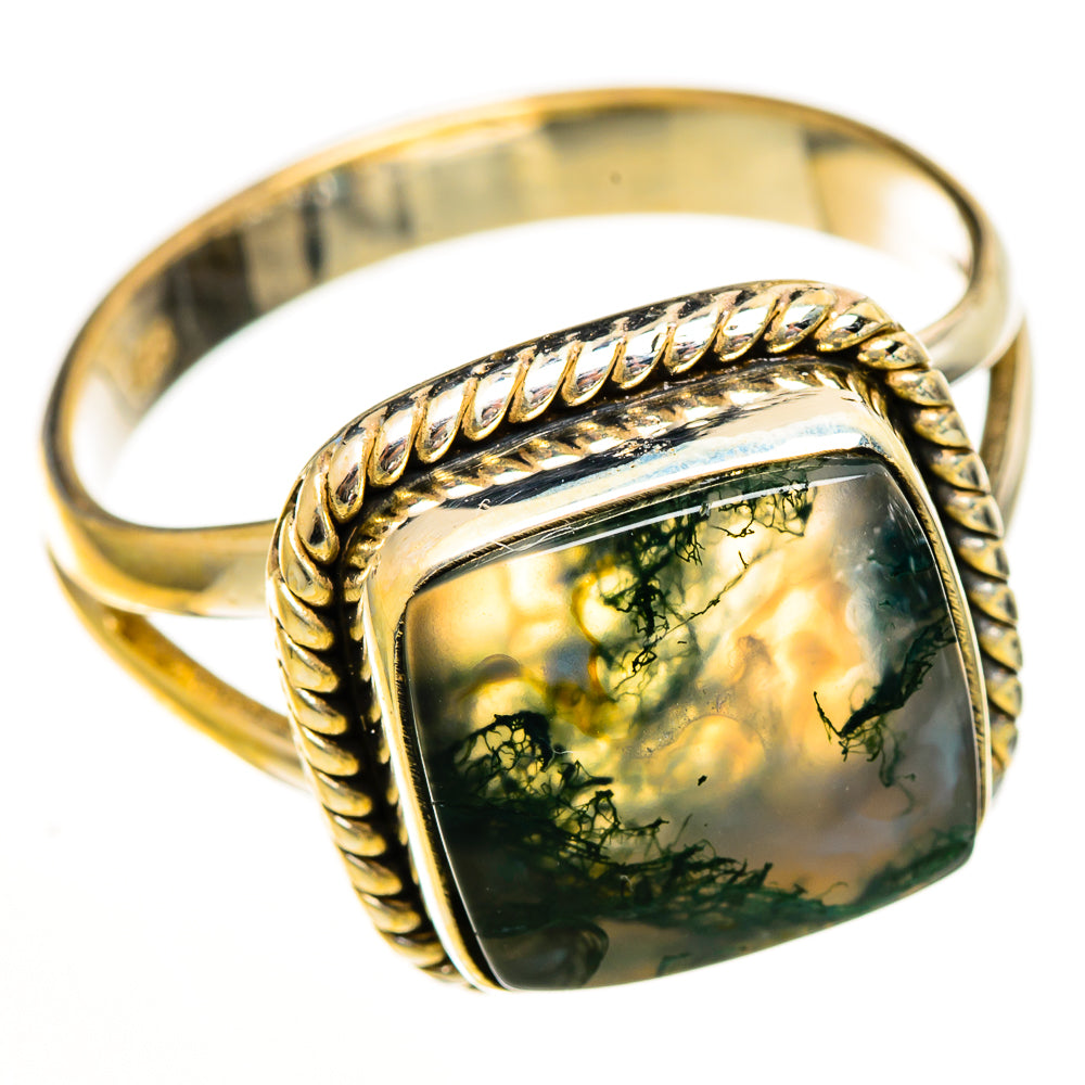 Green Moss Agate Rings handcrafted by Anasilvercos - RING113405 - Photo 2