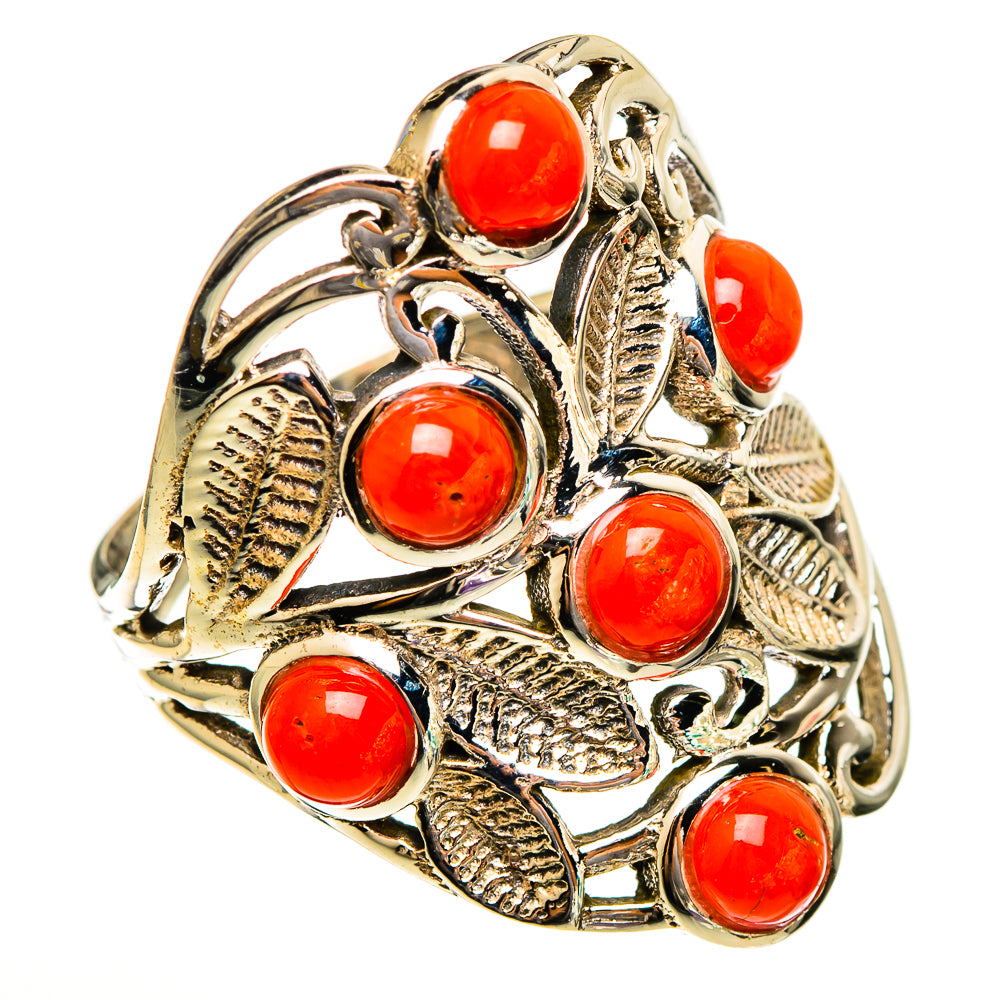 Mediterranean Red Coral Rings handcrafted by Anasilvercos - RING113412 - Photo 2