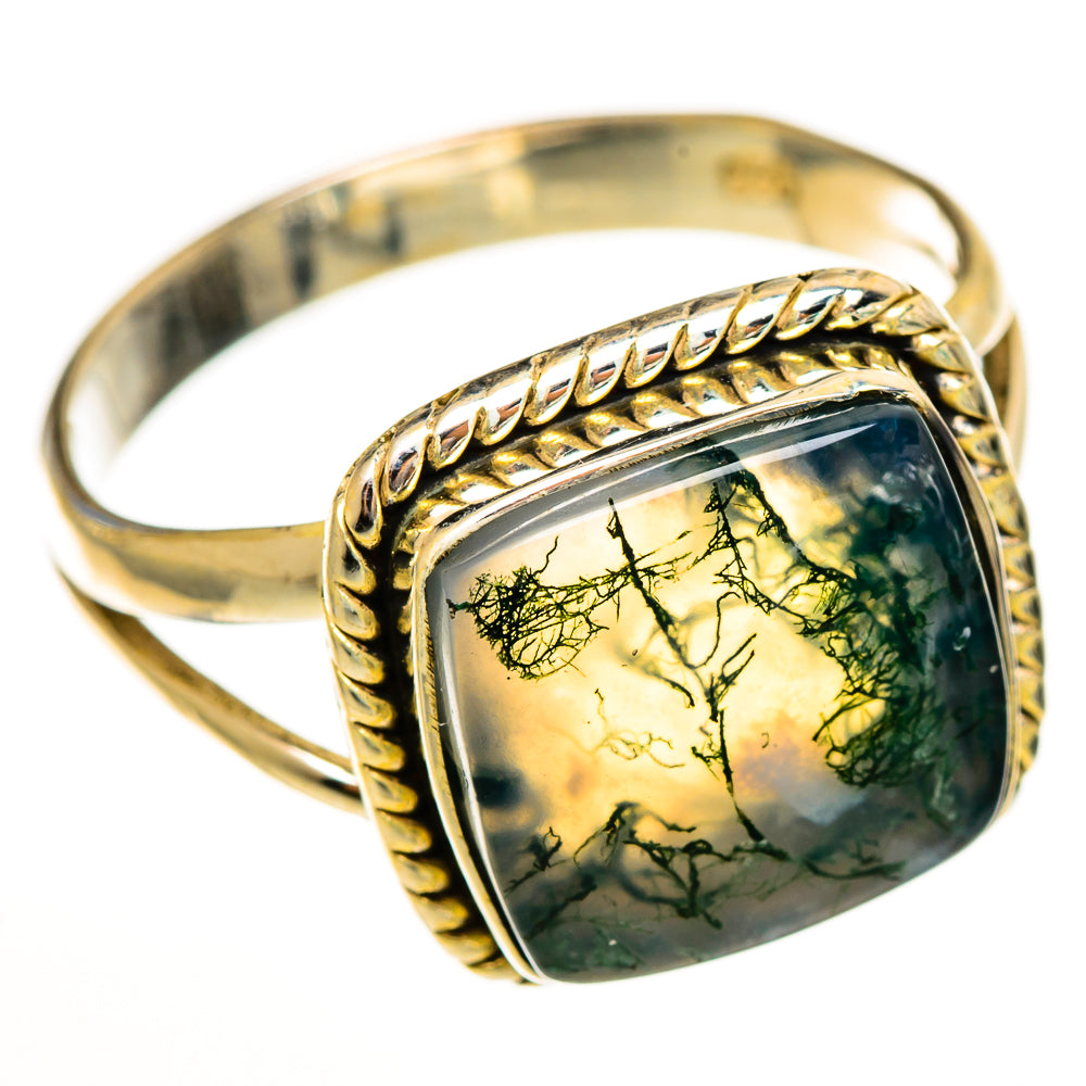 Green Moss Agate Rings handcrafted by Anasilvercos - RING113471 - Photo 2