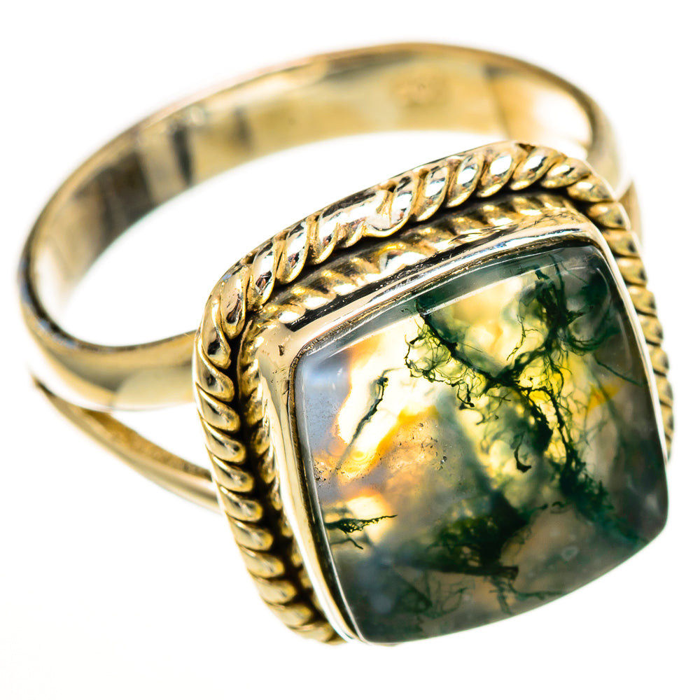 Green Moss Agate Rings handcrafted by Anasilvercos - RING113485 - Photo 2