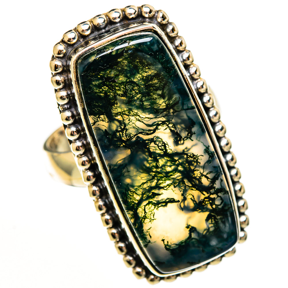 Green Moss Agate Rings handcrafted by Anasilvercos - RING113559 - Photo 2