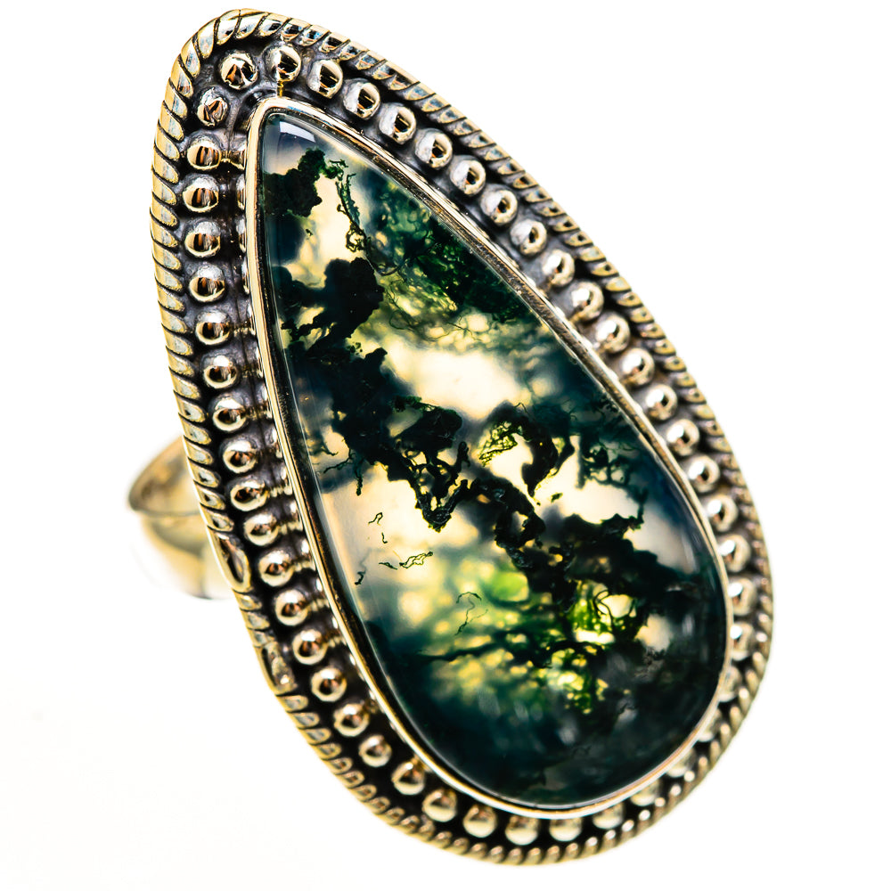 Green Moss Agate Rings handcrafted by Anasilvercos - RING113560 - Photo 2