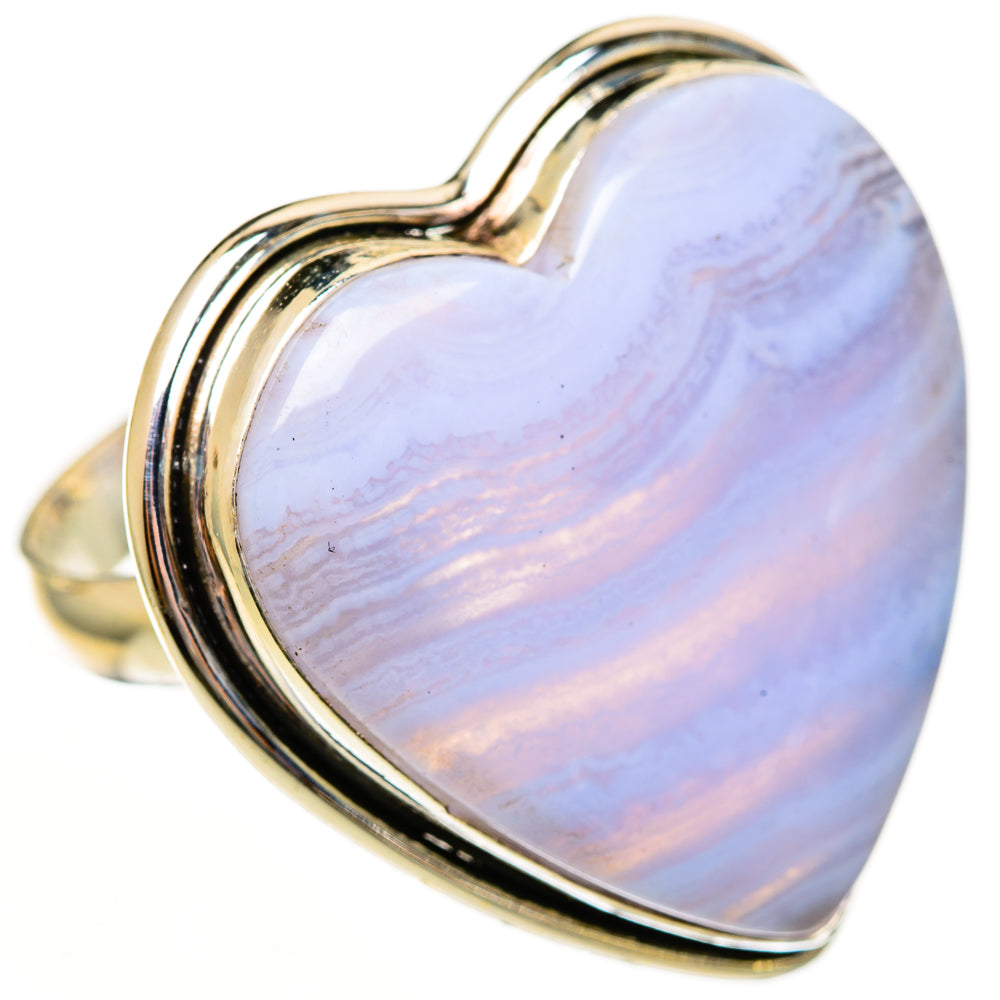 Blue Lace Agate Rings handcrafted by Anasilvercos - RING113582 - Photo 2