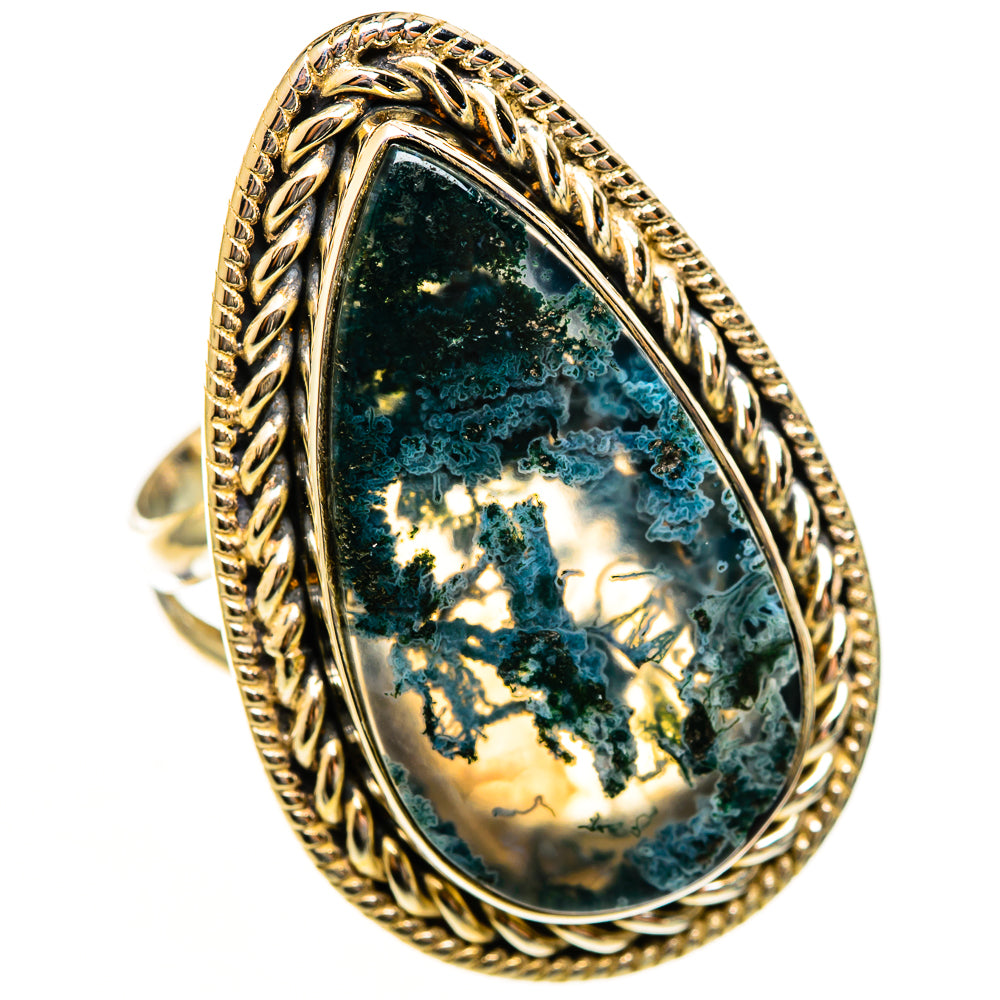 Green Moss Agate Rings handcrafted by Anasilvercos - RING113595 - Photo 2
