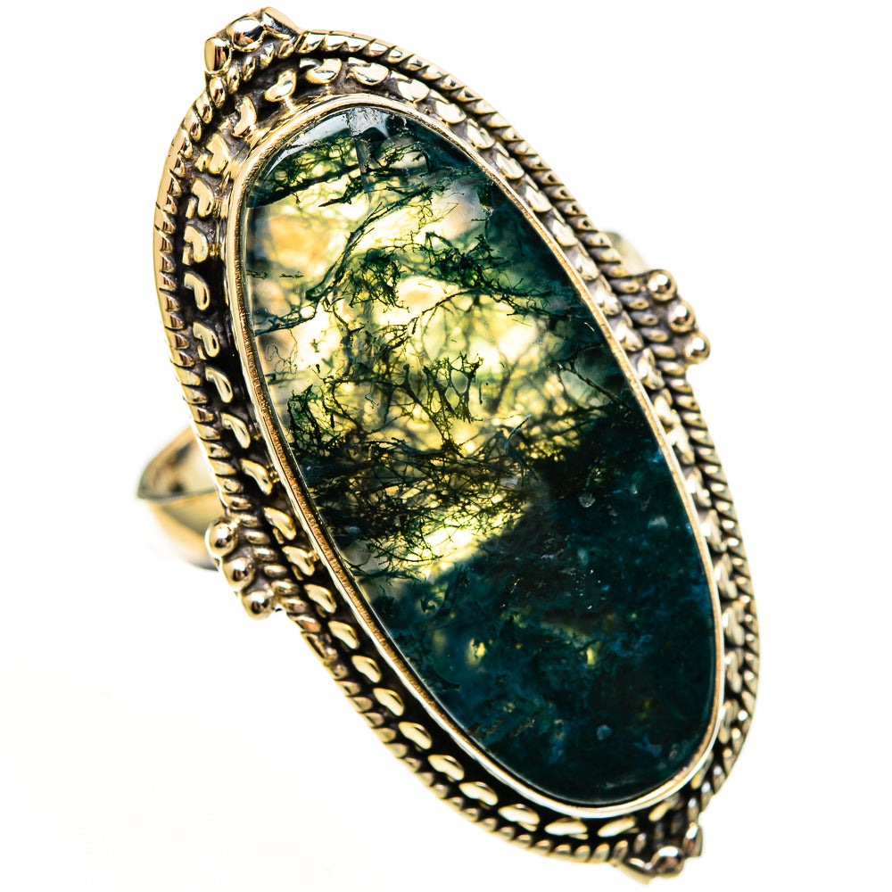 Green Moss Agate Rings handcrafted by Anasilvercos - RING113597 - Photo 2
