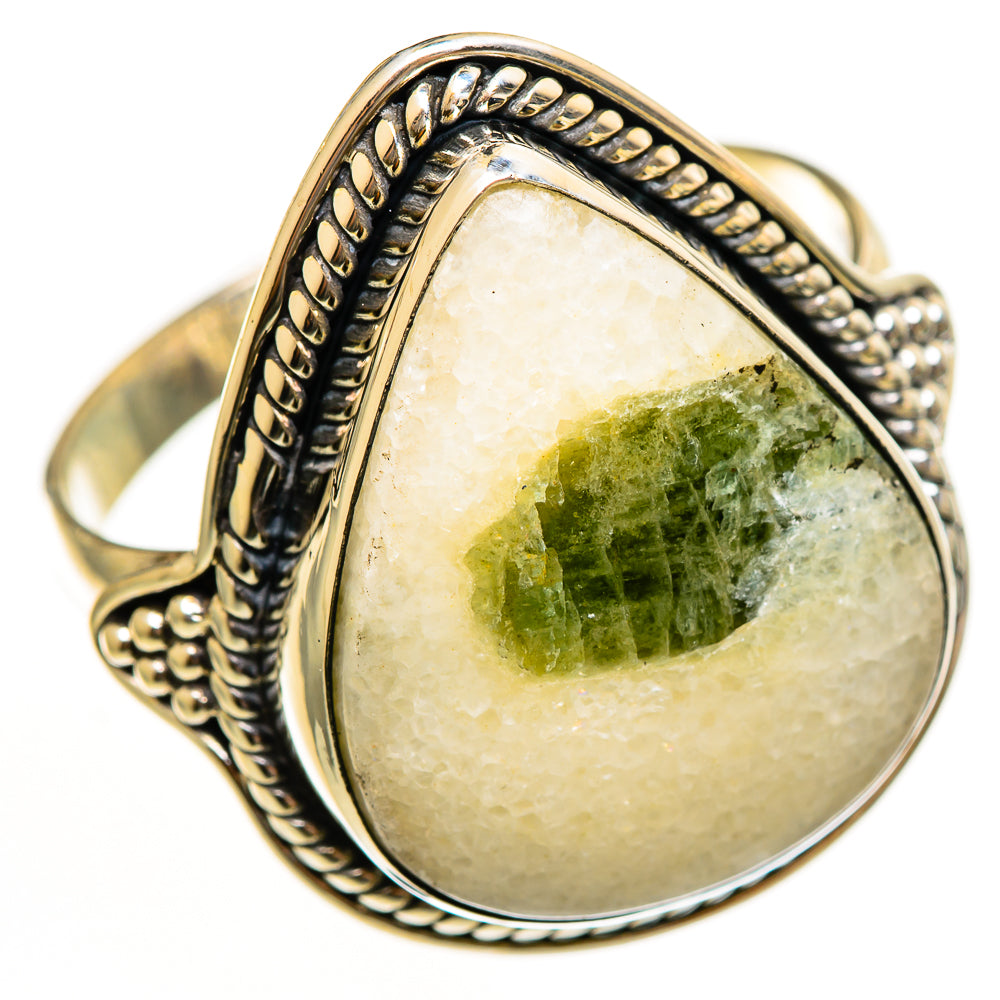 Green Tourmaline In Quartz Rings handcrafted by Anasilvercos - RING113618 - Photo 2