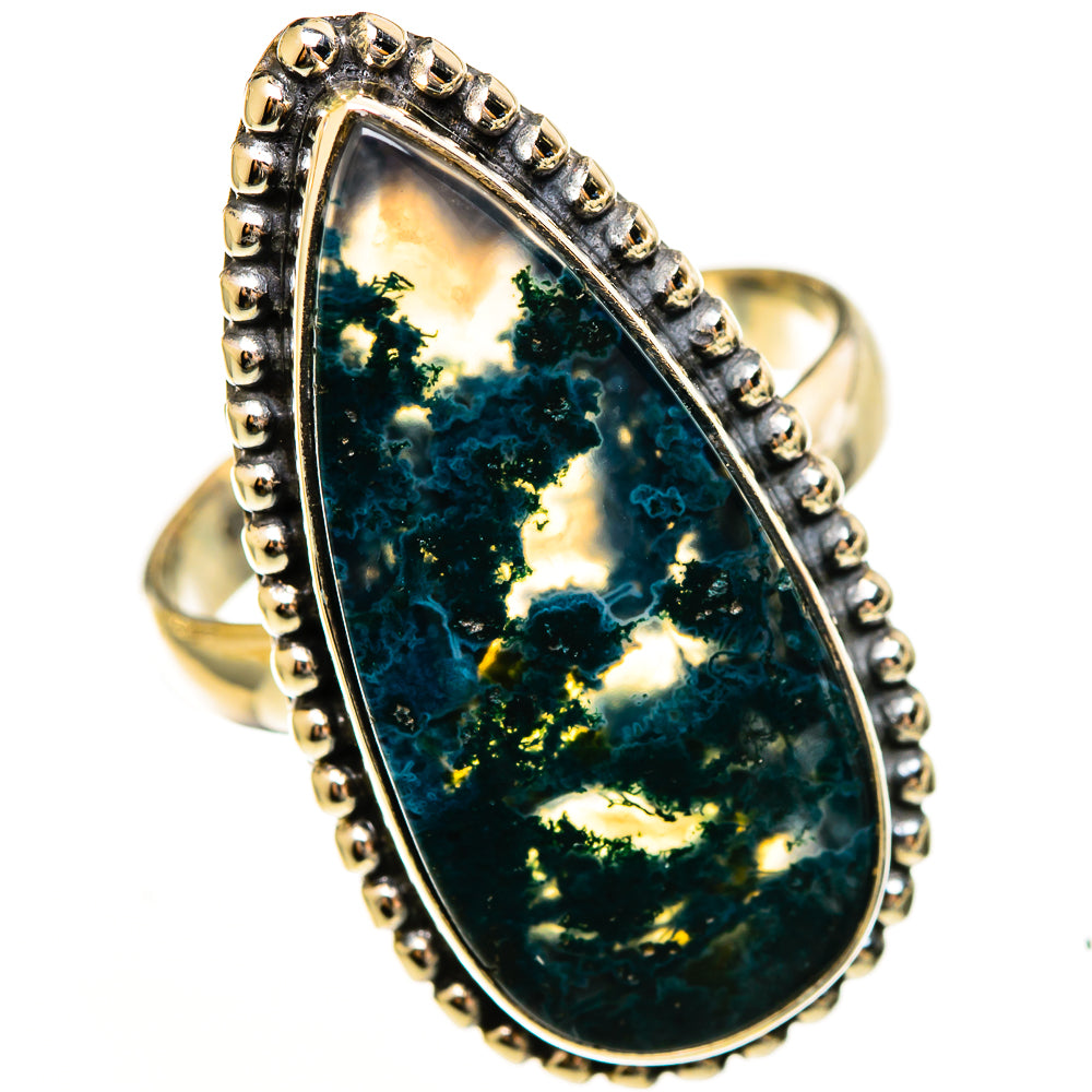 Green Moss Agate Rings handcrafted by Anasilvercos - RING113627 - Photo 2