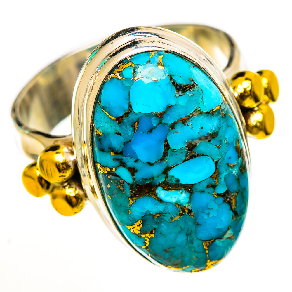 Blue Copper Composite Turquoise Rings handcrafted by Anasilvercos - RING113689 - Photo 2