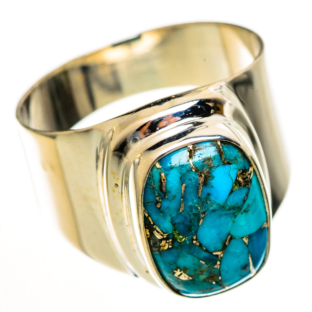 Blue Copper Composite Turquoise Rings handcrafted by Anasilvercos - RING113693 - Photo 2