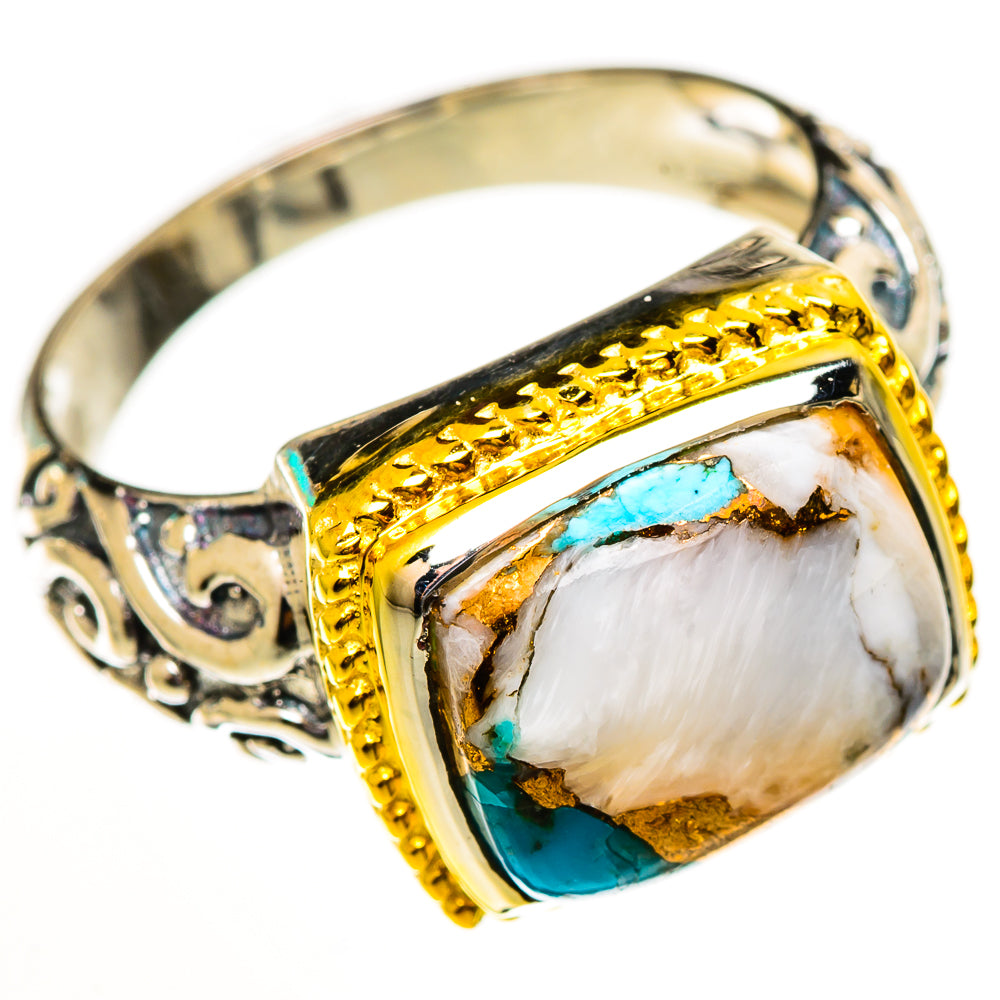 Blue Copper Composite Turquoise Rings handcrafted by Anasilvercos - RING113748 - Photo 2