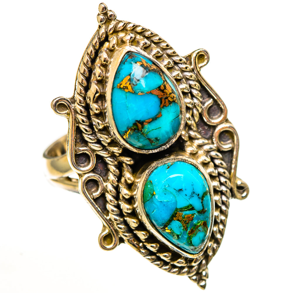 Blue Copper Composite Turquoise Rings handcrafted by Anasilvercos - RING113761 - Photo 2