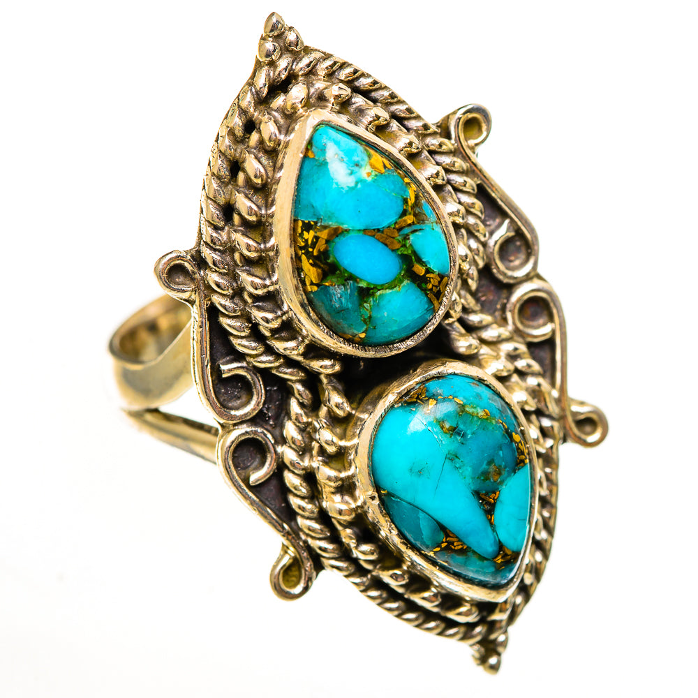 Blue Copper Composite Turquoise Rings handcrafted by Anasilvercos - RING113790 - Photo 2