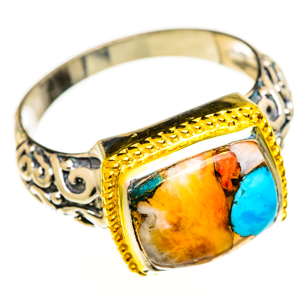 Spiny Oyster Turquoise Rings handcrafted by Anasilvercos - RING113922 - Photo 2