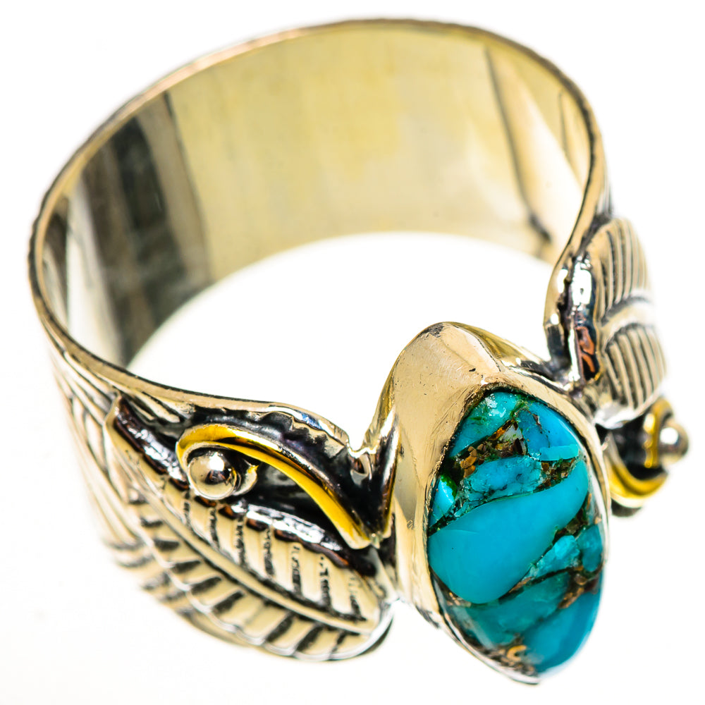 Blue Copper Composite Turquoise Rings handcrafted by Anasilvercos - RING113925 - Photo 2