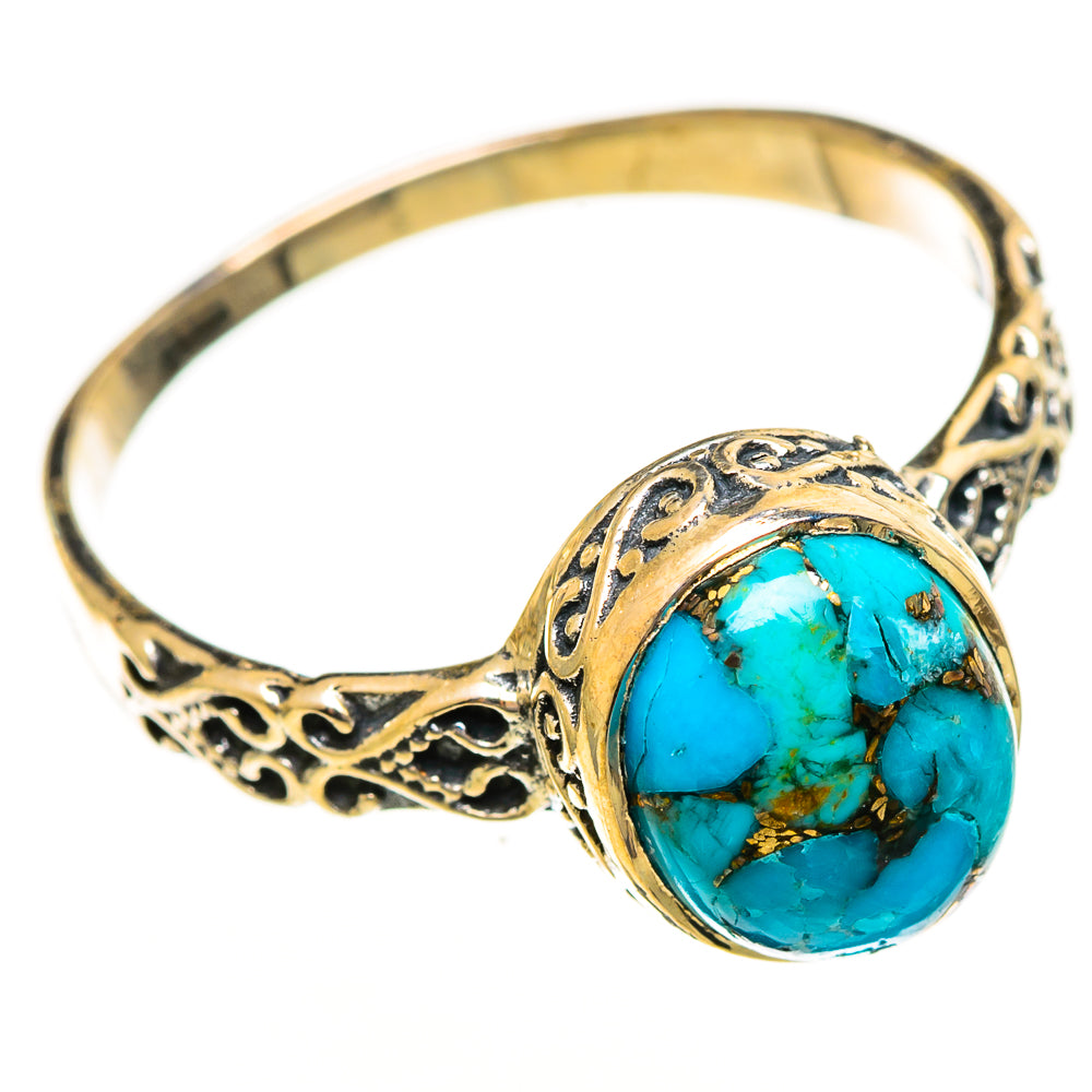Blue Copper Composite Turquoise Rings handcrafted by Anasilvercos - RING113954 - Photo 2