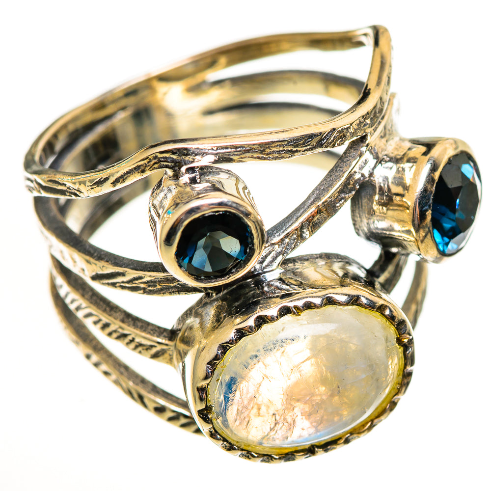 Rainbow Moonstone Rings handcrafted by Anasilvercos - RING114056 - Photo 2