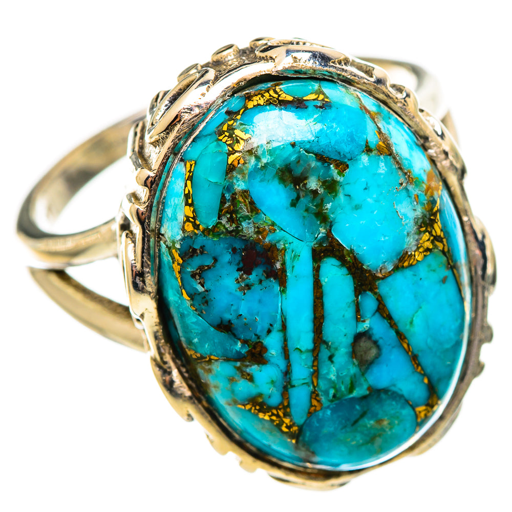 Blue Copper Composite Turquoise Rings handcrafted by Anasilvercos - RING114103 - Photo 2