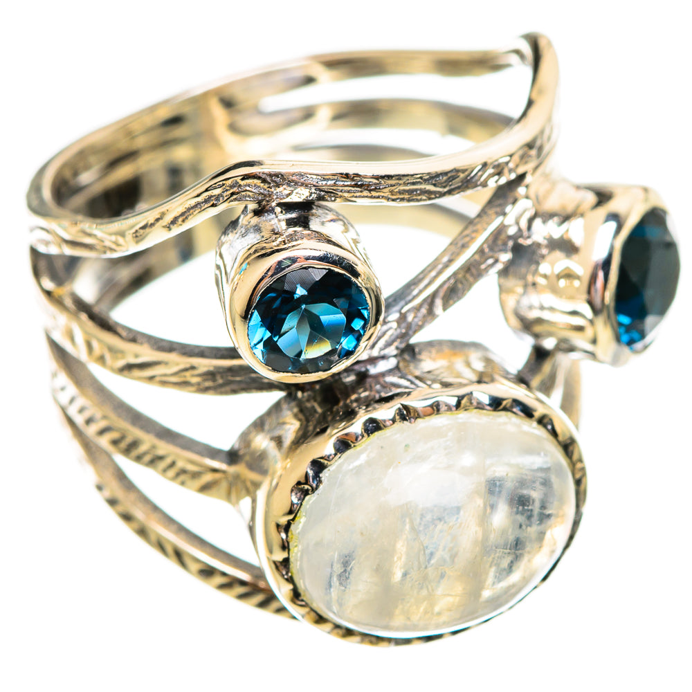 Rainbow Moonstone Rings handcrafted by Anasilvercos - RING114107 - Photo 2