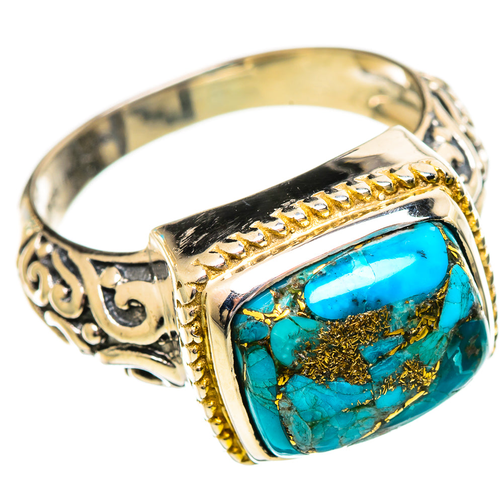 Blue Copper Composite Turquoise Rings handcrafted by Anasilvercos - RING114132 - Photo 2