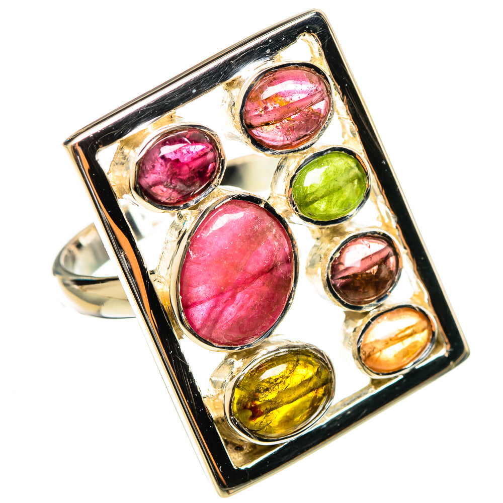 Pink Green Tourmaline Rings handcrafted by Anasilvercos - RING114356 - Photo 2
