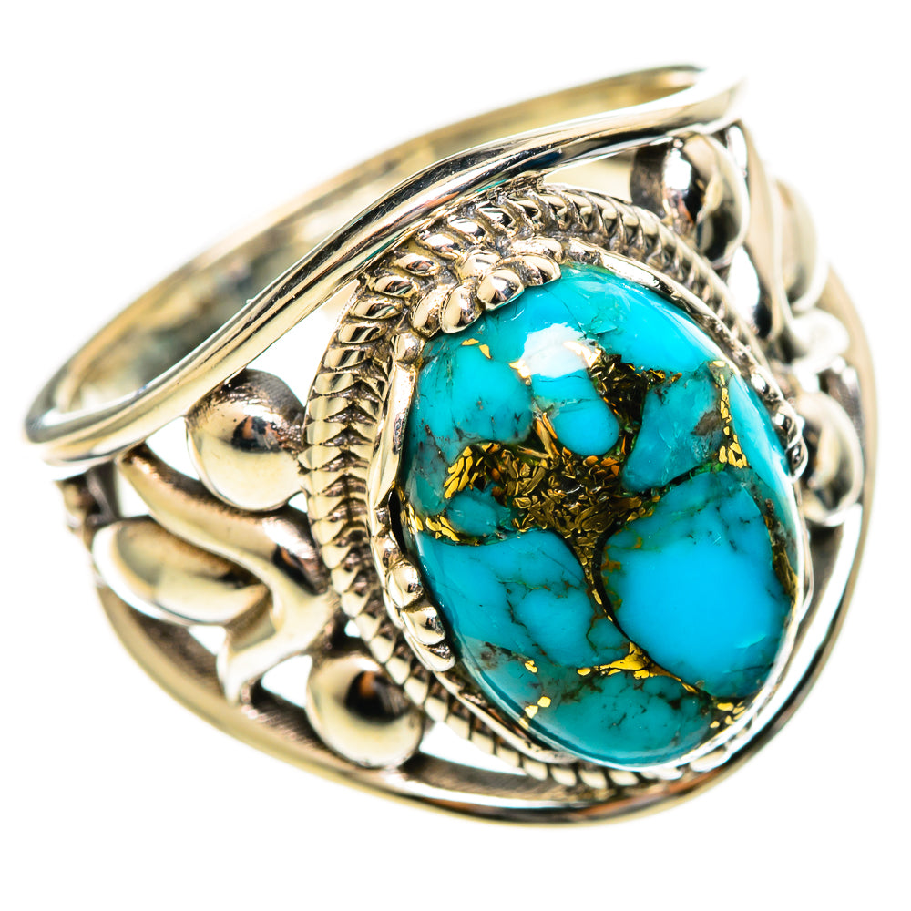 Blue Copper Composite Turquoise Rings handcrafted by Anasilvercos - RING114401 - Photo 2