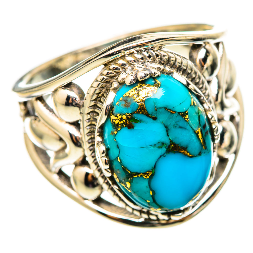 Blue Copper Composite Turquoise Rings handcrafted by Anasilvercos - RING114797 - Photo 2