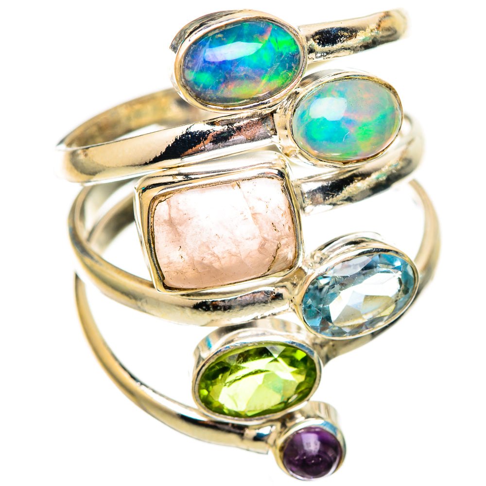 Rose Quartz, Ethiopian Opal, Peridot, Blue Topaz, Amethyst Rings handcrafted by Anasilvercos - RING115044 - Photo 2