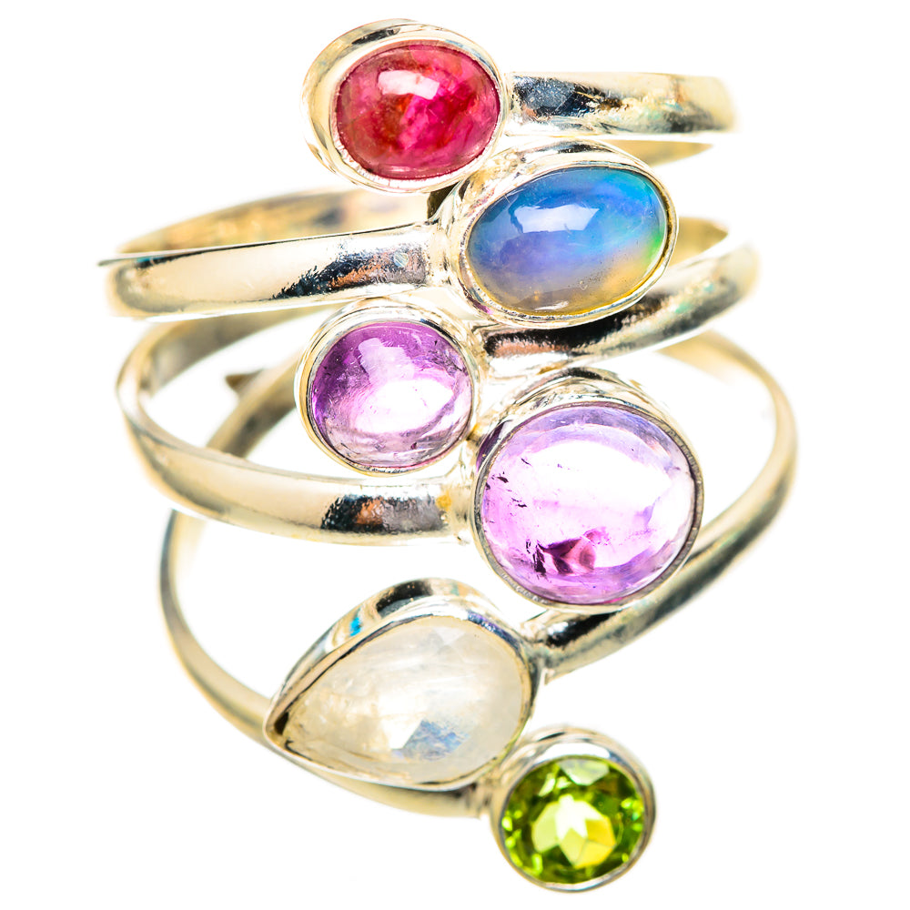 Amethyst, Rainbow Moonstone, Ethiopian Opal, Garnet, Peridot Rings handcrafted by Anasilvercos - RING115070 - Photo 2