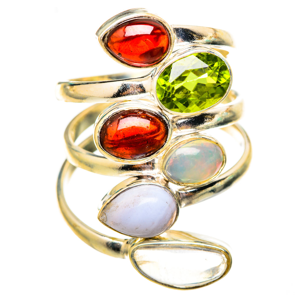 Ethiopian Opal, Garnet, Peridot Rings handcrafted by Anasilvercos - RING115096 - Photo 2