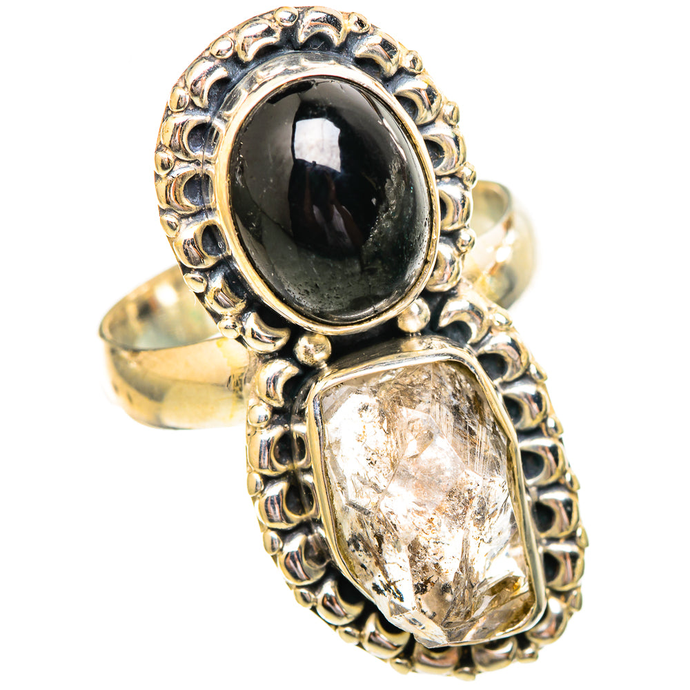 Herkimer Diamond, Black Onyx Rings handcrafted by Anasilvercos - RING115158 - Photo 2