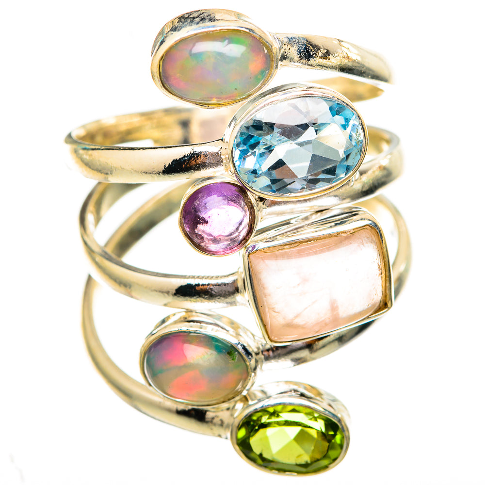 Rose Quartz, Blue Topaz, Peridot, Ethiopian Opal Rings handcrafted by Anasilvercos - RING115162 - Photo 2